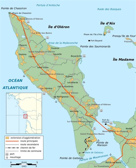 Carte routiere de france les grands axes. Carte de l'Ile d'Oleron plan des 7 lieux à voir