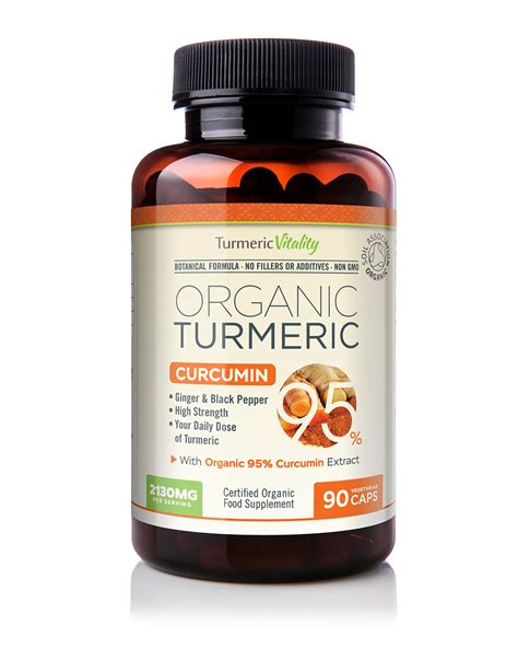 Organic Turmeric Curcumin Capsules Triple Strength With 95 Curcumin Ginger And Black Pepper For