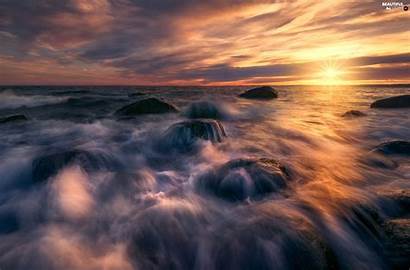 Sunsets Waves Stones Rocks Sea Views Published