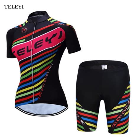 Teleyi Team Women Bike Riding Short Sleeve Ropa Ciclismo Outfits Cycling Jersey Bib Shorts Kits