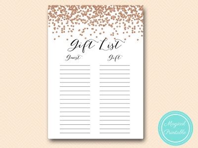 All expectant mothers are showered with gifts at their baby shower. Rose Gold Confetti Bridal Shower Games - Magical Printable