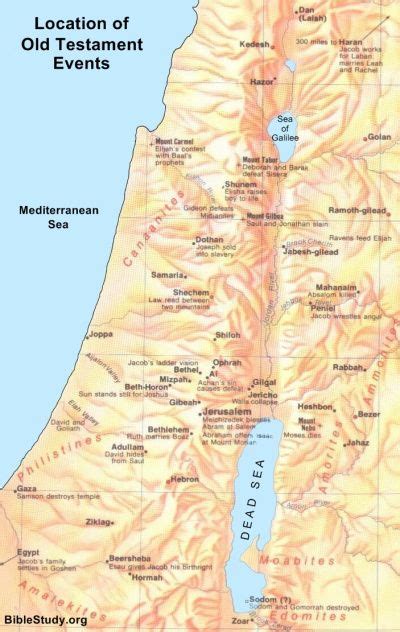 Map Showing Location Of Old Testament Events Old Testament Bible