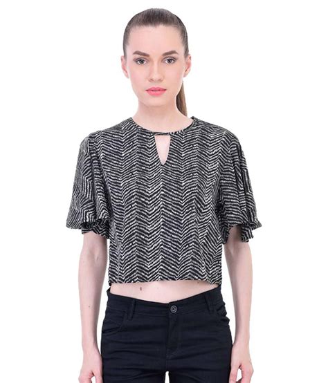 Oxolloxo Black Polyester Crop Tops Buy Oxolloxo Black Polyester Crop Tops Online At Best