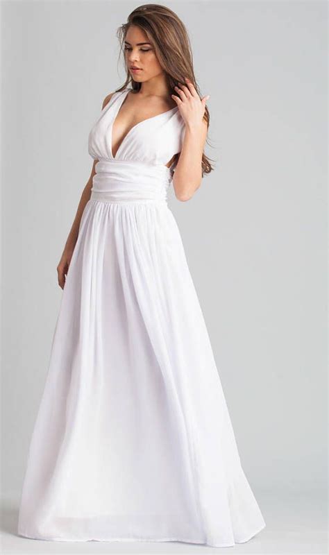 White Chiffon Maxi Dressoccasion Sleeveless Dress High Waistformal