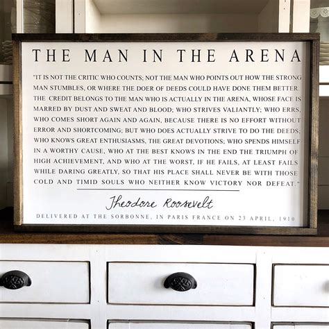 The Man In The Arena Wood Sign The Man In The Arena Quote Framed Wood