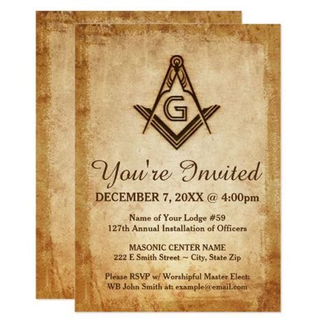 Rustic Masonic Invitations Freemason Parchment In 2020