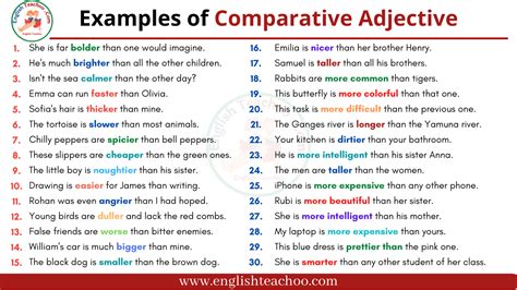 Comparative And Superlative Adjectives Examples Kulturaupice
