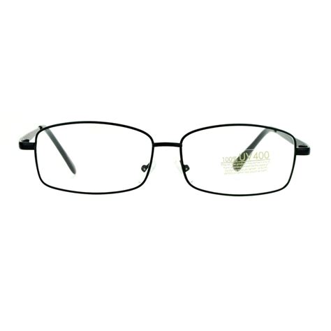 Sa106 Mens Classic Minimal Narrow Rectangular Metal Rim Eyeglasses