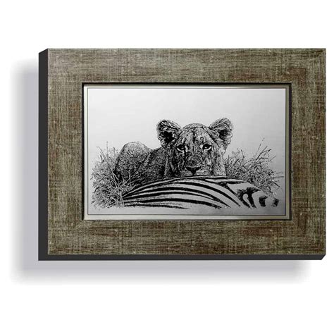 Johan Hoekstra Engraved Lioness And Zebra Zawadi African Décor Art