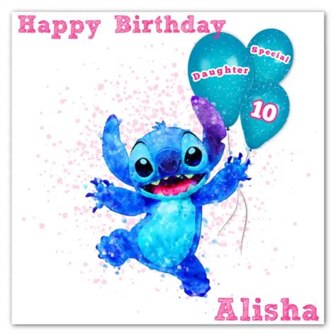 LILO STITCH BIRTHDAY CARD Any Recipient Name Age Personalised PicClick UK