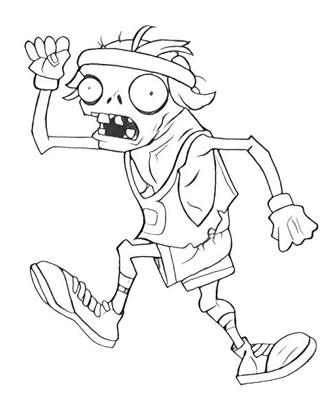 Zombies coloring page with few details for kids. Zombies vs. Plants Coloring Pages. Print for Free ...