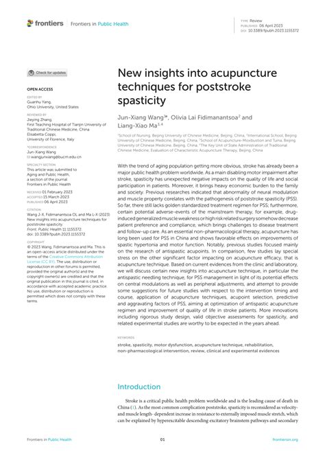 Pdf New Insights Into Acupuncture Techniques For Poststroke Spasticity