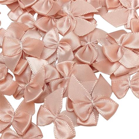 chenkou craft 60pcs mini satin ribbon bows flowers 1 x3 4 appliques diy craft peach