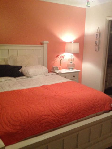Consider your bedroom with a critical and objective eye. Navy,coral,and white. My dream bedroom come true ...