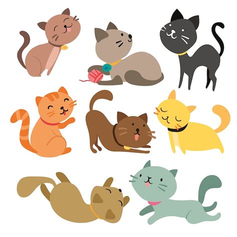 Coloured Cats Collection Vector Free Download