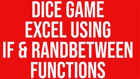 Dice Game Ms Excel Youtube