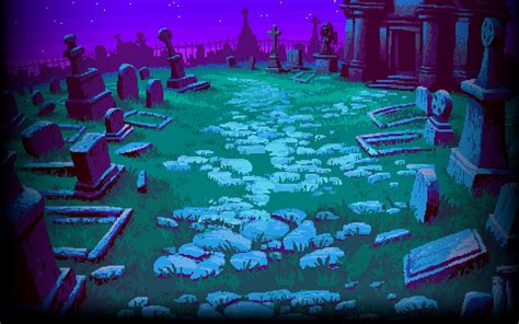 Digital Art Pixel Art Pixels Pixelated Grave Cemetery Night