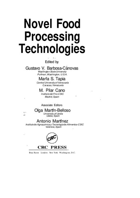 Pdf Novel Food Processing Technologies Mpilar Cano
