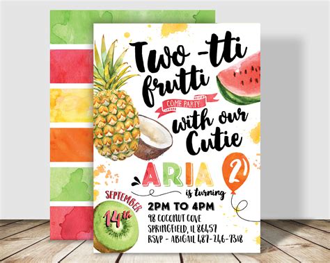Tutti Frutti Two Tti Fruity Birthday Invitation Summer Etsy