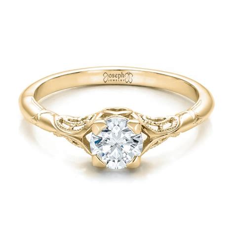 Save 20% to 40% off the perfect ring at zales®. 14k Yellow Gold Custom Hand Engraved Diamond Solitaire ...