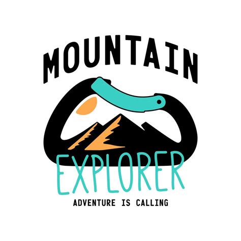 Apparel Slogan Mountain Explorer With Mountain Carabiner 1212864 Vector