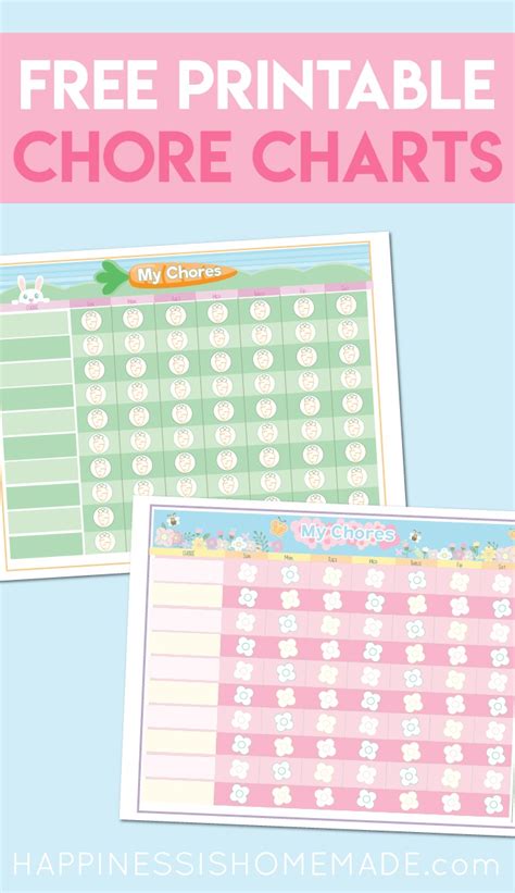 Free Printable Chore Chart For Kids Happiness Is Homemade Charts