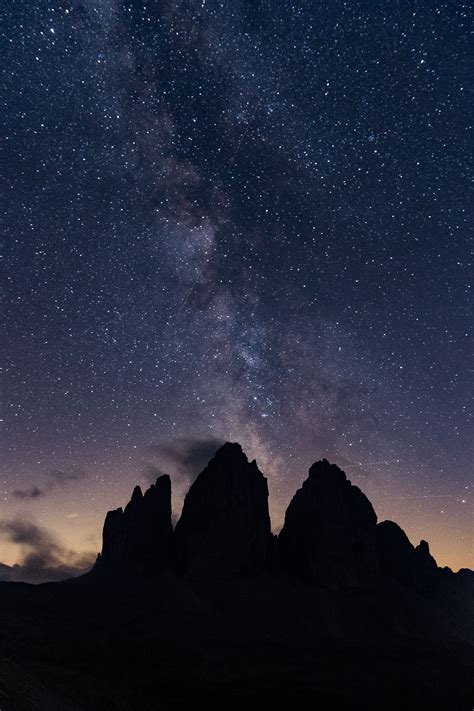 Milky Way Tre Cime Di Lavaredo Italy Natural Landmarks Milky Way