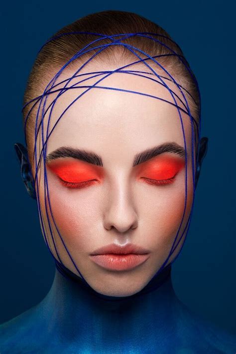 Creative Beauty And Neon Eye Makeup With Body Painting