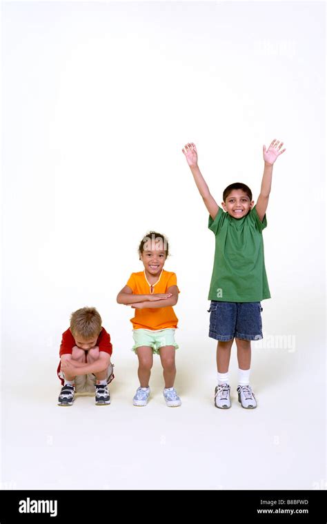 Kids Standing Row Stock Photo Alamy