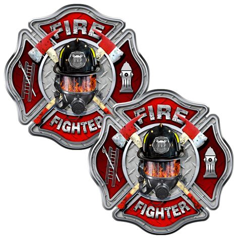 Firefighter Mask Maltese Cross 2 Pack Stickers Fs2028 Az House Of