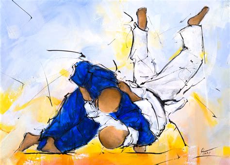 Judo, system of unarmed combat, now primarily a sport. JUDO | Sports painting and martial arts | Lucie LLONG, artist