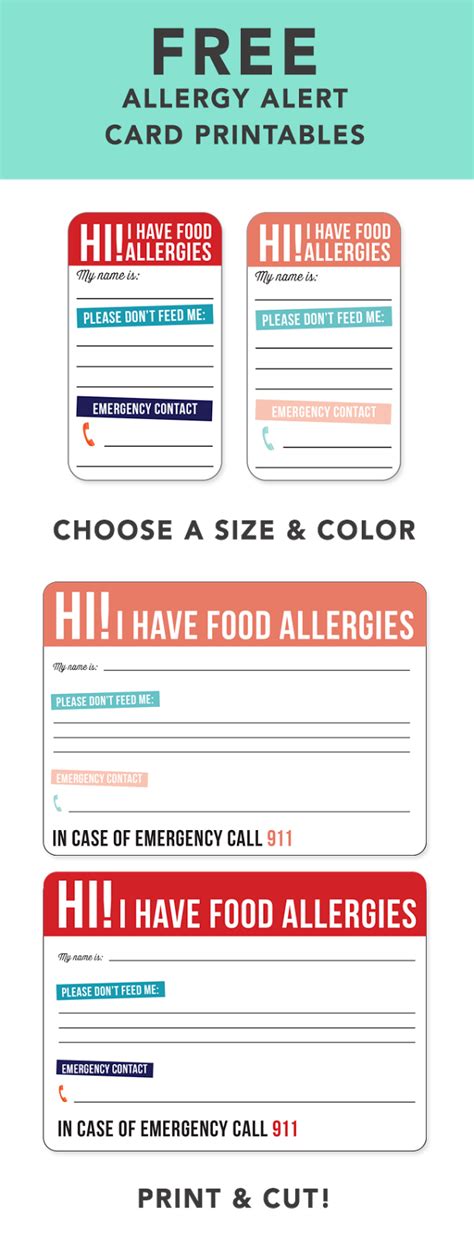Free Allergy Alert Printables In 2020 Kids Allergies Allergies Food