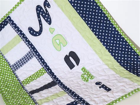 Baby Boy Blanket Personalized Crib Quilt Blanket Monogrammed