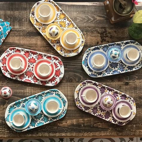 Turkish Ceramic Coffee Cups Set Set Of Two Ceramic Turkish Etsy