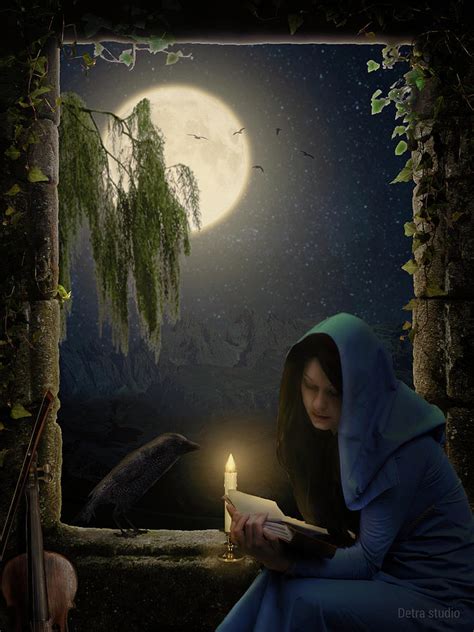 Reading In The Moonlight Digital Art By Dejan Travica Fine Art America