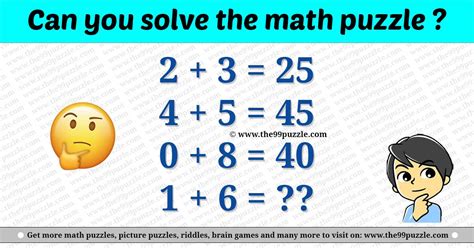 A Poster With The Words Can You Solve The Math Puzzle And An Emoticive