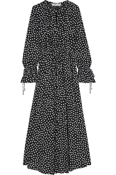 Diane Von Furstenberg Imogen Gathered Floral Print Crepe De Chine Maxi Dress The Outnet