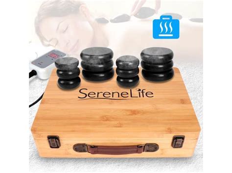 Serenelife Pslmsgst65 Hot Stone Massage Kit Portable Heated Rock Massaging Therapy System