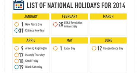El Toro Bumingo List Of National Holidays For 2014
