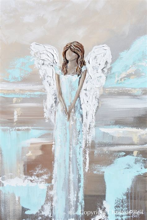 Angel Paintings Abstract Art Guardian Angels Spiritual Wall Art Decor