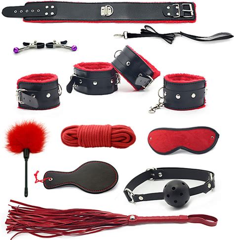 100 safe great adult toys 10 pcs bdsm bondage sex kit leather handcuffs fetish 8