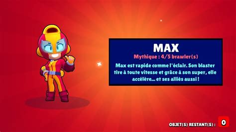 She has moderate health and damage output, but a very fast movement and reload speed and great burst damage potential. Pack opening + Amélioration de Max (Brawl Stars) - YouTube