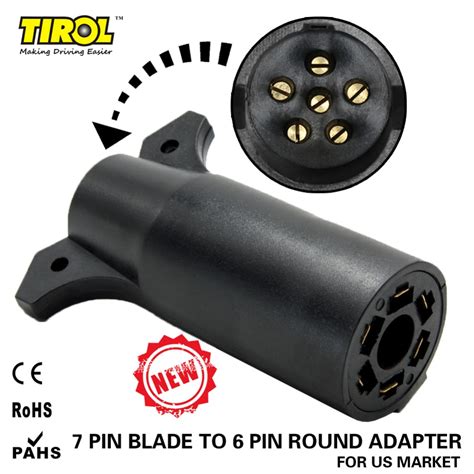 Wiring a trailer & plug commercial trailers qld. TIROL 7 Way Pin RV Blade to 6 Way Round Trailer Wire Adapter Trailer Light Plug Connector 12V ...