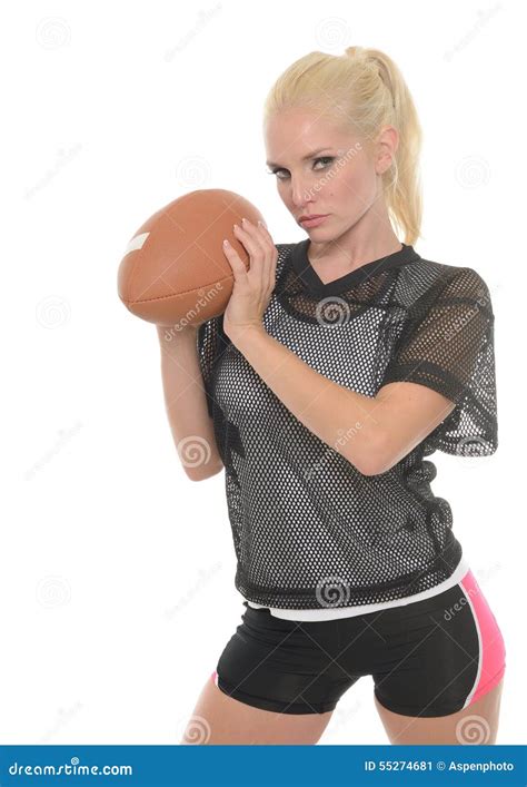 Blonde Football American Player Stock Image Image Of Lady Mesh