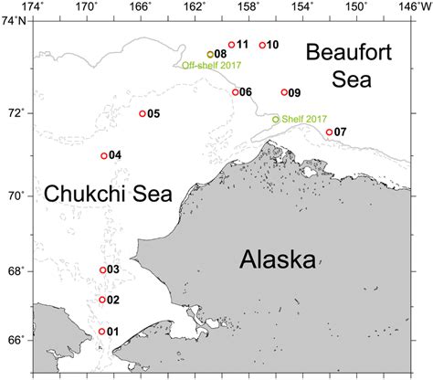 Sampling Stations In The Chukchi And Beaufort Seas In 2016 Red And