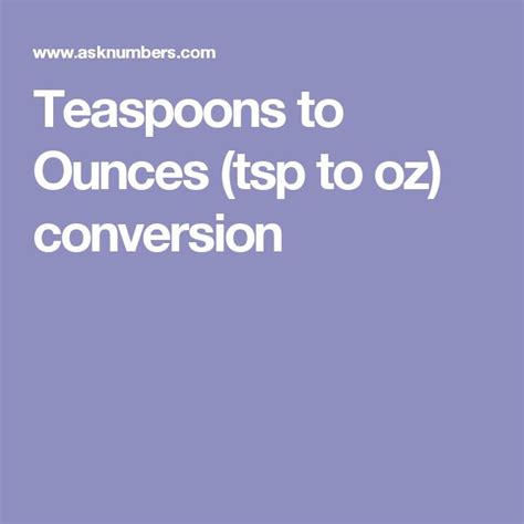 Teaspoons To Ounces Tsp To Oz Conversion Teaspoon Ounces Tsp