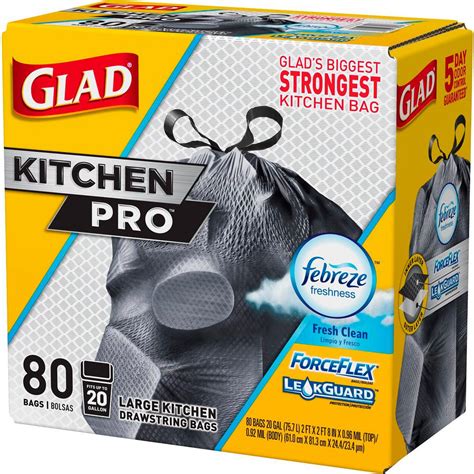 Check spelling or type a new query. Glad 20 Gal. ForceFlex Kitchen Pro Drawstring Fresh Clean ...