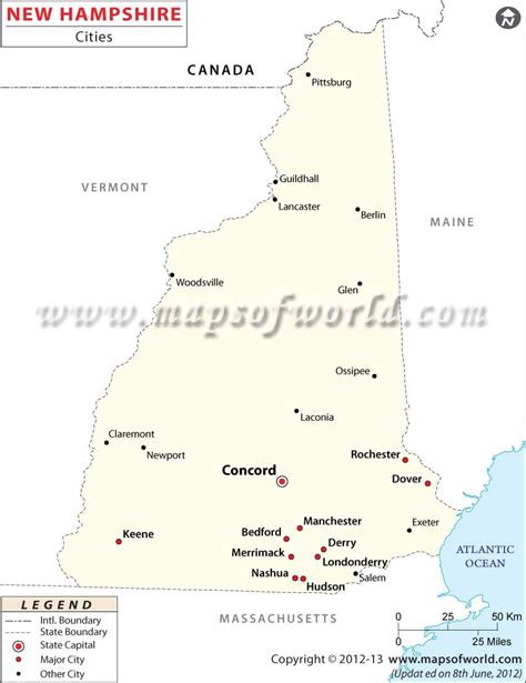 Cities In New Hampshire New Hampshire Cities Map