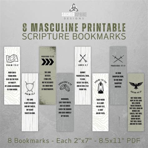 Masculine Scripture Bookmarks Printable Bible Verse Bookmarks Etsy