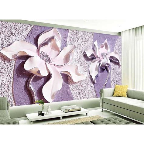 3d Purple Magnolia Murals Photo Waterproof Wallpaper 3d Relief Flowers